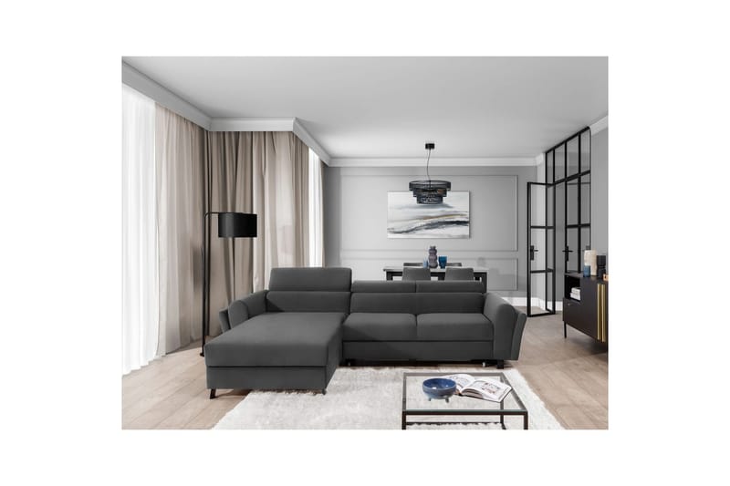 Hörnsoffa Eltap Mariall 288x200x92 cm - Paros 06, Grå, Vänster - Möbler - Soffa - Bäddsoffa - Bäddsoffa divan