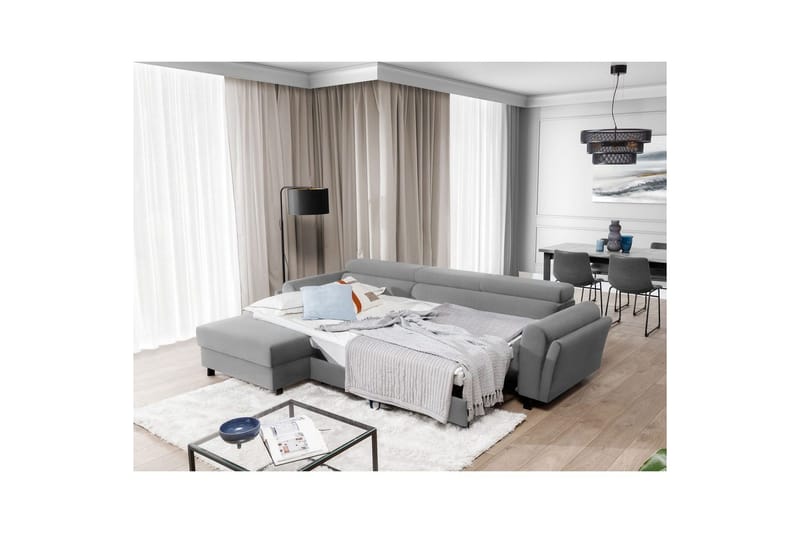 Hörnsoffa Eltap Mariall 288x200x92 cm - Paros 05, Ljusgrå, Vänster - Möbler - Soffa - Bäddsoffa - Bäddsoffa divan
