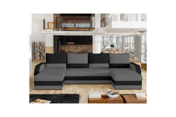 Hörnsoffa Eltap Marion 312x143x88 cm - Alova 36, Alova 04, Grå, Svart - Möbler - Soffa - Bäddsoffa - U bäddsoffa