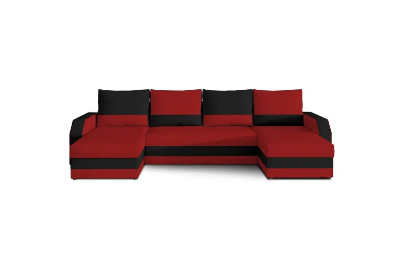 Hörnsoffa Eltap Marion 312x143x88 cm, Alova 46, Alova 04, Röd, Svart