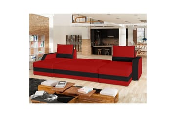 Hörnsoffa Eltap Marion 312x143x88 cm - Alova 46, Alova 04, Röd, Svart - Möbler - Soffa - Bäddsoffa - U bäddsoffa
