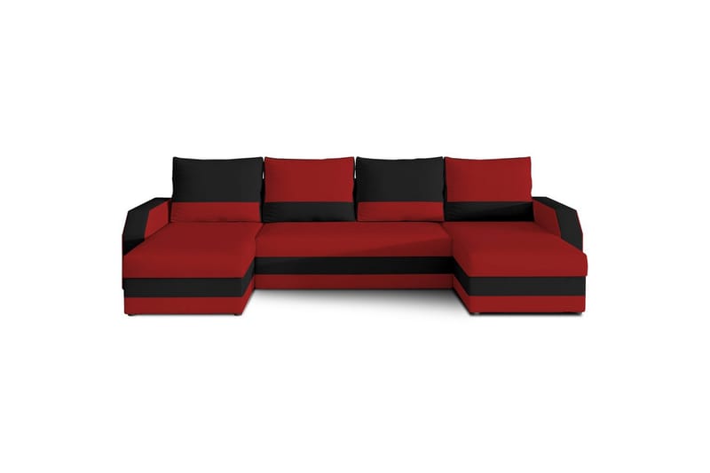 Hörnsoffa Eltap Marion 312x143x88 cm - Alova 46, Alova 04, Röd, Svart - Möbler - Soffa - Bäddsoffa - U bäddsoffa