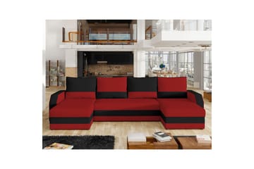 Hörnsoffa Eltap Marion 312x143x88 cm - Alova 46, Alova 04, Röd, Svart - Möbler - Soffa - Bäddsoffa - U bäddsoffa