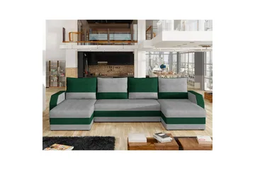 Hörnsoffa Eltap Marion 312x143x88 cm - Paros 05, Kronos 19, Ljusgrå, Mörkgrön - Möbler - Soffa - Bäddsoffa - U bäddsoffa