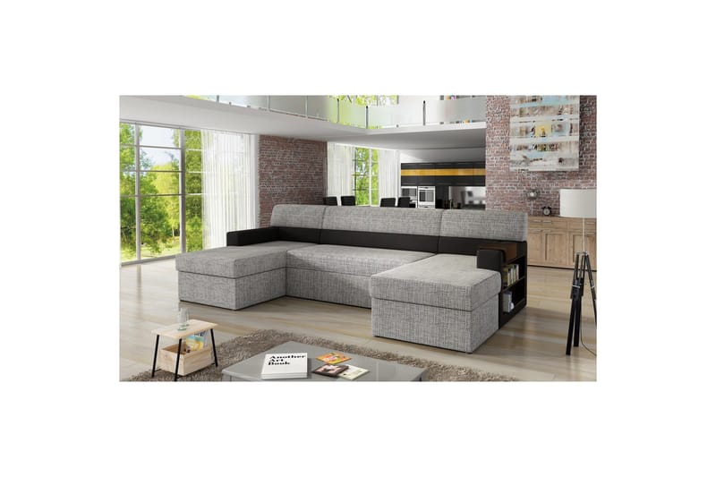 Hörnsoffa Eltap Markos 310x159x90 cm - Berlin 01, Soft 11, Grå, Svart, Höger - Möbler - Soffa - Bäddsoffa - U bäddsoffa
