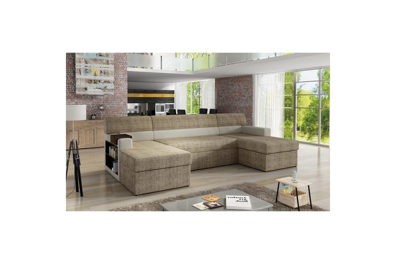 Hörnsoffa Eltap Markos 310x159x90 cm - Berlin 03, Soft 33, Beige, Vänster - Möbler - Soffa - Bäddsoffa - U bäddsoffa