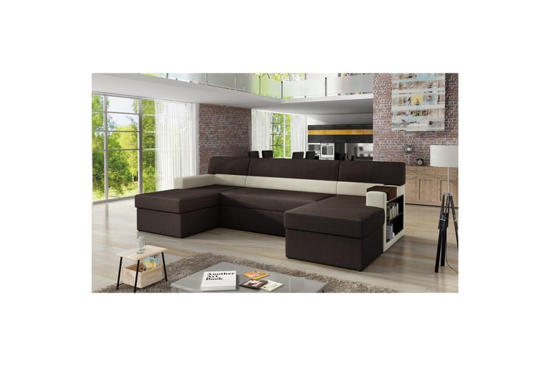 Hörnsoffa Eltap Markos 310x159x90 cm, Jasmine 29, Soft 33, Brun, Beige, Höger