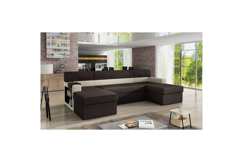 Hörnsoffa Eltap Markos 310x159x90 cm, Jasmine 29, Soft 33, Brun, Beige, Vänster