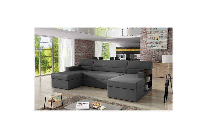 Hörnsoffa Eltap Markos 310x159x90 cm, Soft 29, Dora 96, Grå, Svart, Höger