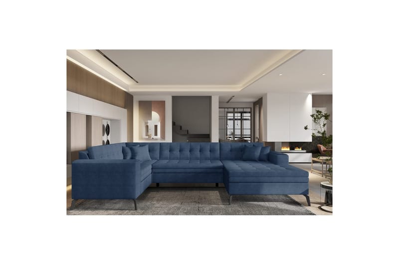 Hörnsoffa Eltap Montez 340x180x93 cm - Gojo 40, Blå, Höger - Möbler - Soffa - Bäddsoffa - Hörnbäddsoffa