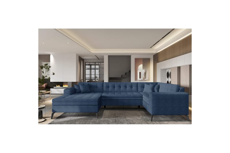 Hörnsoffa Eltap Montez 340x180x93 cm - Gojo 40, Blå, Vänster - Möbler - Soffa - Bäddsoffa - Hörnbäddsoffa