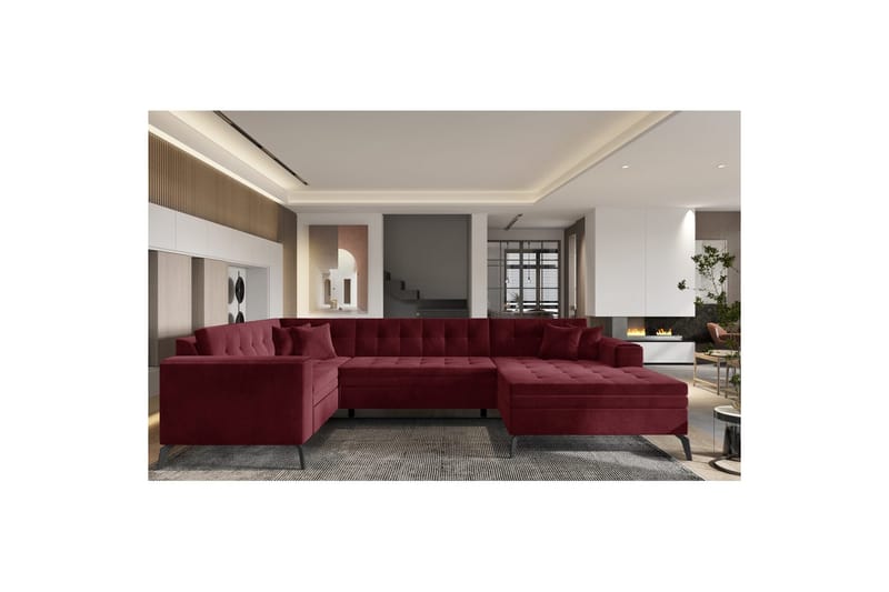Hörnsoffa Eltap Montez 340x180x93 cm - Loco 25, Röd, Höger - Möbler - Soffa - Bäddsoffa - Hörnbäddsoffa