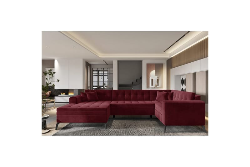 Hörnsoffa Eltap Montez 340x180x93 cm, Loco 25, Röd, Vänster