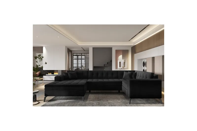 Hörnsoffa Eltap Montez 340x180x93 cm - Lukso 10, Svart, Vänster - Möbler - Soffa - Bäddsoffa - Hörnbäddsoffa