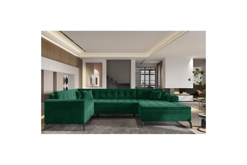 Hörnsoffa Eltap Montez 340x180x93 cm - Lukso 35, Mörkgrön, Höger - Möbler - Soffa - Bäddsoffa - Hörnbäddsoffa