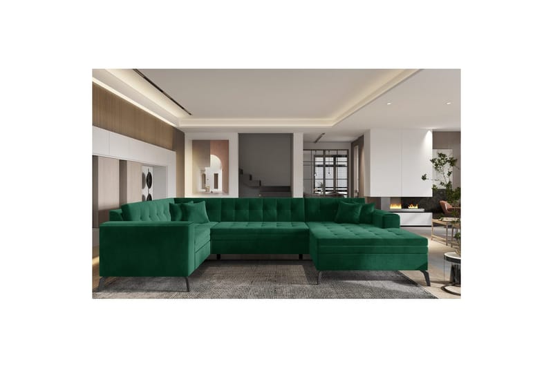 Hörnsoffa Eltap Montez 340x180x93 cm - Lukso 35, Mörkgrön, Höger - Möbler - Soffa - Bäddsoffa - Hörnbäddsoffa
