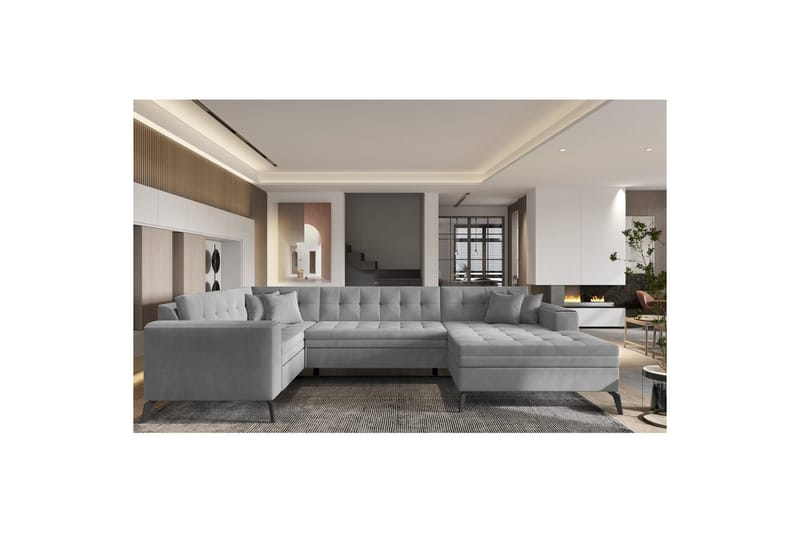Hörnsoffa Eltap Montez 340x180x93 cm - Nube 3, Ljusgrå, Höger - Möbler - Soffa - Bäddsoffa - Hörnbäddsoffa