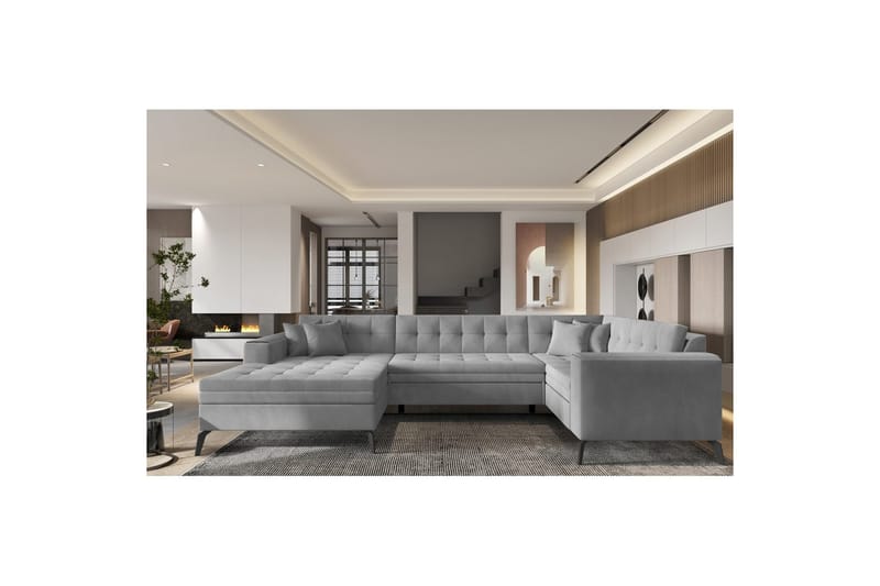 Hörnsoffa Eltap Montez 340x180x93 cm - Nube 3, Ljusgrå, Vänster - Möbler - Soffa - Bäddsoffa - Hörnbäddsoffa