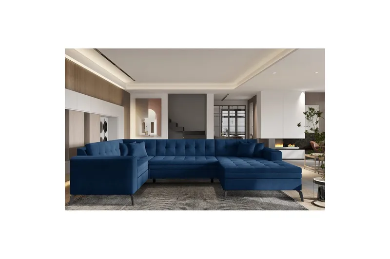 Hörnsoffa Eltap Montez 340x180x93 cm, Nube 40, Blå, Höger