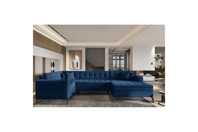 Hörnsoffa Eltap Montez 340x180x93 cm - Nube 40, Blå, Höger - Möbler - Soffa - Bäddsoffa - Hörnbäddsoffa