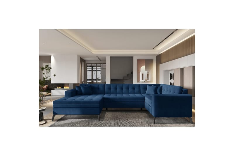 Hörnsoffa Eltap Montez 340x180x93 cm, Nube 40, Blå, Vänster