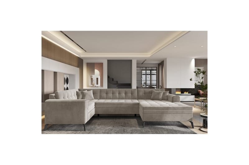 Hörnsoffa Eltap Montez 340x180x93 cm - Sola 18, Beige, Höger - Möbler - Soffa - Bäddsoffa - Hörnbäddsoffa