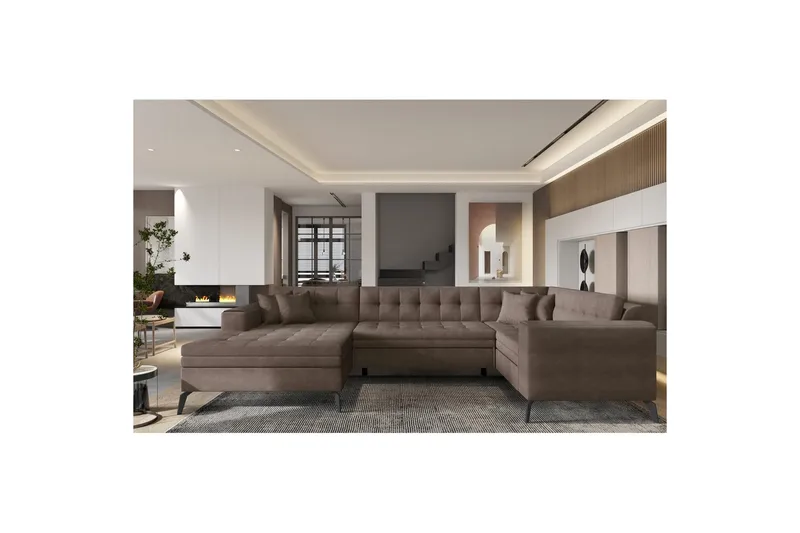 Hörnsoffa Eltap Montez 340x180x93 cm - Poco 22, Brun, Vänster - Möbler - Soffa - Bäddsoffa - Hörnbäddsoffa