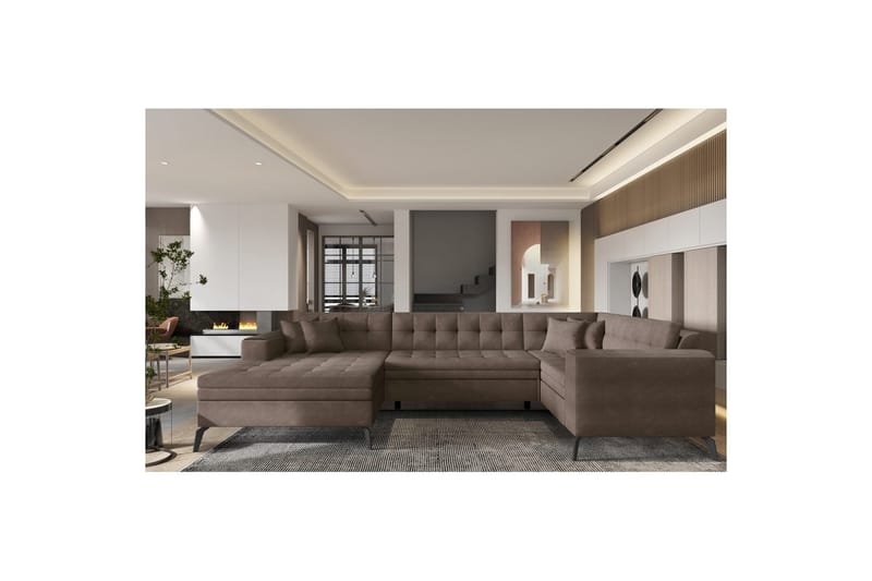 Hörnsoffa Eltap Montez 340x180x93 cm - Poco 22, Brun, Vänster - Möbler - Soffa - Bäddsoffa - Hörnbäddsoffa