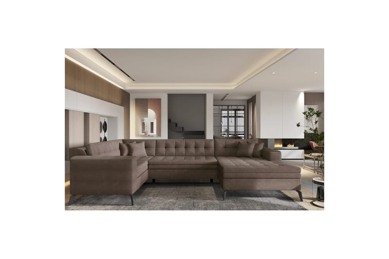 Hörnsoffa Eltap Montez 340x180x93 cm - Poco 22, Brun, Höger - Möbler - Soffa - Bäddsoffa - Hörnbäddsoffa