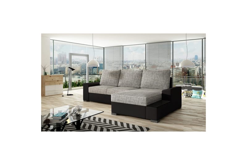 Hörnsoffa Eltap Negro 245x165x90 cm - Berlin 01, Soft 11, Grå, Svart, Höger - Möbler - Soffa - Bäddsoffa - Bäddsoffa divan