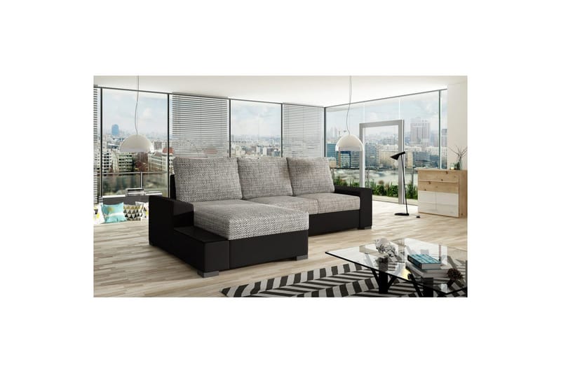 Hörnsoffa Eltap Negro 245x165x90 cm, Berlin 01, Soft 11, Grå, Svart, Vänster