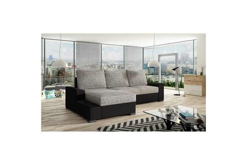 Hörnsoffa Eltap Negro 245x165x90 cm - Berlin 01, Soft 11, Grå, Svart, Vänster - Möbler - Soffa - Bäddsoffa - Bäddsoffa divan