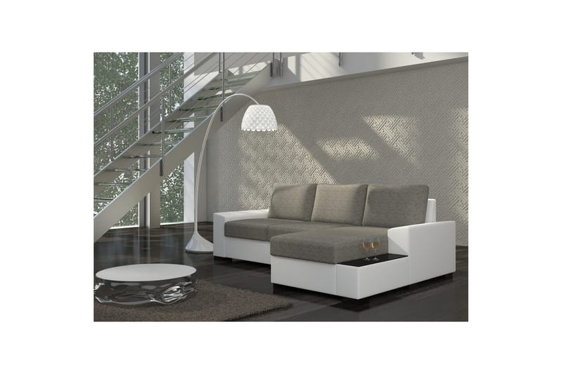 Hörnsoffa Eltap Negro 245x165x90 cm - Berlin 01, Soft 17, Grå, Vit, Höger - Möbler - Soffa - Bäddsoffa - Bäddsoffa divan