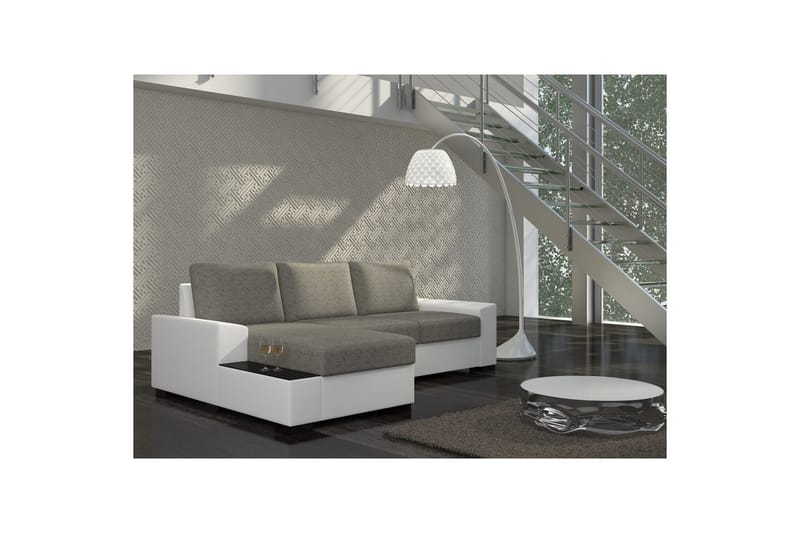 Hörnsoffa Eltap Negro 245x165x90 cm - Berlin 01, Soft 17, Grå, Vit, Vänster - Möbler - Soffa - Bäddsoffa - Bäddsoffa divan