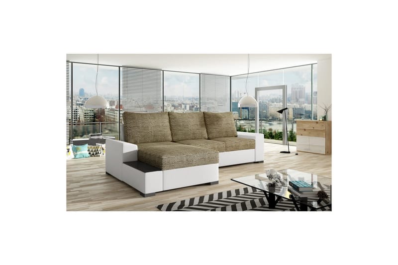 Hörnsoffa Eltap Negro 245x165x90 cm - Berlin 03, Soft 17, Beige, Vit, Vänster - Möbler - Soffa - Bäddsoffa - Bäddsoffa divan