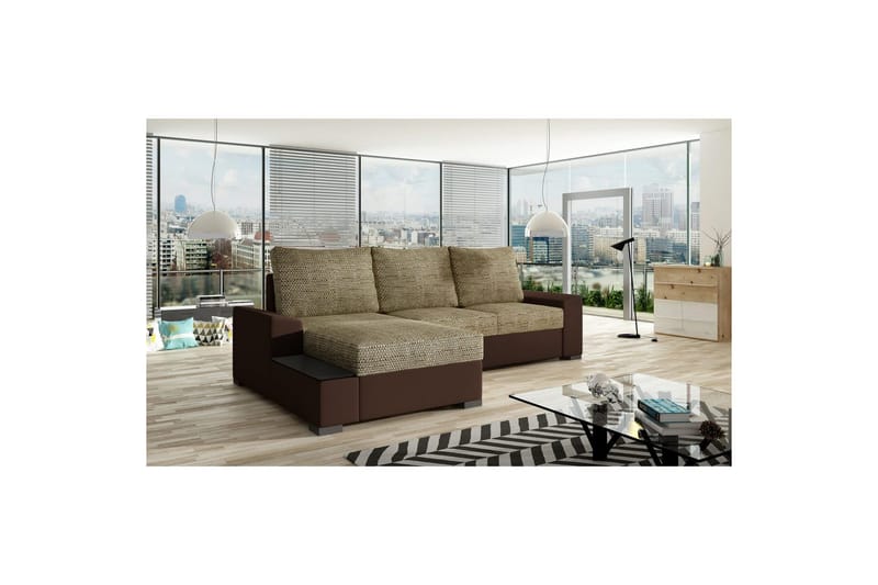 Hörnsoffa Eltap Negro 245x165x90 cm, Berlin 03, Soft 66, Beige, Mörkbrun, Vänster