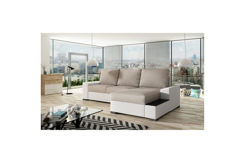 Hörnsoffa Eltap Negro 245x165x90 cm - Dora 21, Soft 17, Beige, Vit, Höger - Möbler - Soffa - Bäddsoffa - Bäddsoffa divan
