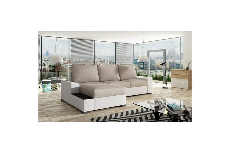 Hörnsoffa Eltap Negro 245x165x90 cm - Dora 21, Soft 17, Beige, Vit, Vänster - Möbler - Soffa - Bäddsoffa - Bäddsoffa divan