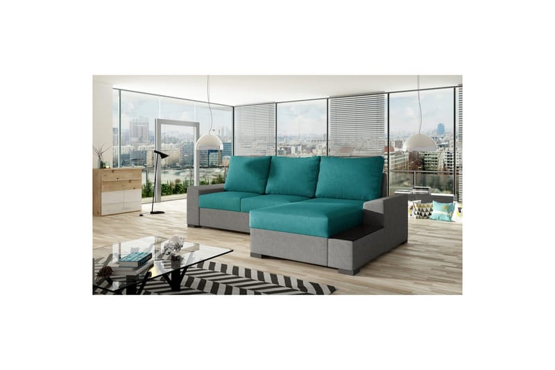 Hörnsoffa Eltap Negro 245x165x90 cm - Dora 85, Dora 90, Mörkgrön, Grå, Höger - Möbler - Soffa - Bäddsoffa - Bäddsoffa divan