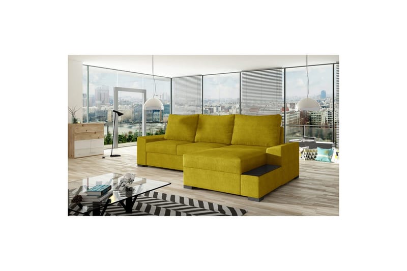 Hörnsoffa Eltap Negro 245x165x90 cm - Omega 68, Gul, Höger - Möbler - Soffa - Bäddsoffa - Bäddsoffa divan