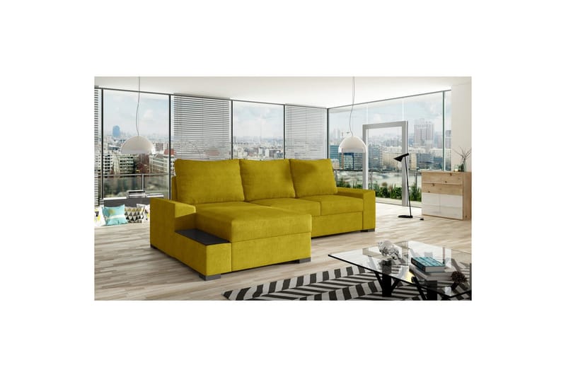 Hörnsoffa Eltap Negro 245x165x90 cm - Omega 68, Gul, Vänster - Möbler - Soffa - Bäddsoffa - Bäddsoffa divan