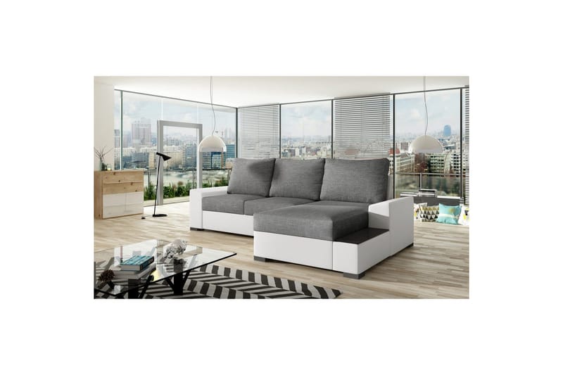 Hörnsoffa Eltap Negro 245x165x90 cm - Sawana 05, Soft 17, Grå, Vit, Höger - Möbler - Soffa - Bäddsoffa - Bäddsoffa divan