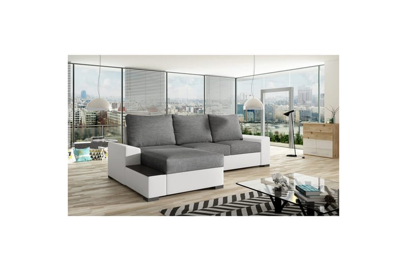 Hörnsoffa Eltap Negro 245x165x90 cm - Sawana 05, Soft 17, Grå, Vit, Vänster - Möbler - Soffa - Bäddsoffa - Bäddsoffa divan