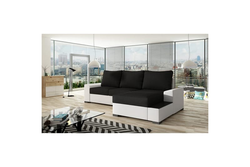 Hörnsoffa Eltap Negro 245x165x90 cm - Sawana 14, Soft 17, Svart, Vit, Höger - Möbler - Soffa - Bäddsoffa - Bäddsoffa divan