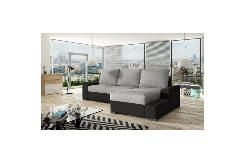 Hörnsoffa Eltap Negro 245x165x90 cm - Sawana 21, Soft 11, Grå, Svart, Höger - Möbler - Soffa - Bäddsoffa - Bäddsoffa divan