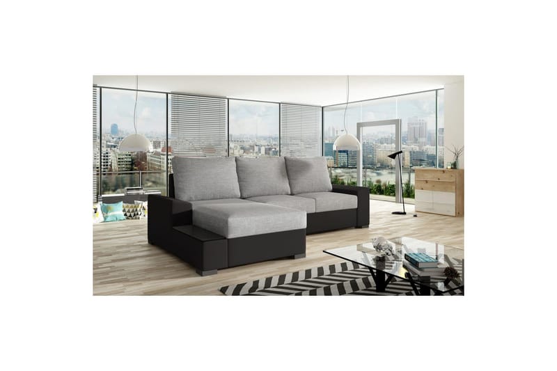 Hörnsoffa Eltap Negro 245x165x90 cm - Sawana 21, Soft 11, Grå, Svart, Vänster - Möbler - Soffa - Bäddsoffa - Bäddsoffa divan