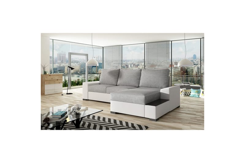Hörnsoffa Eltap Negro 245x165x90 cm - Sawana 21, Soft 17, Grå, Vit, Höger - Möbler - Soffa - Bäddsoffa - Bäddsoffa divan