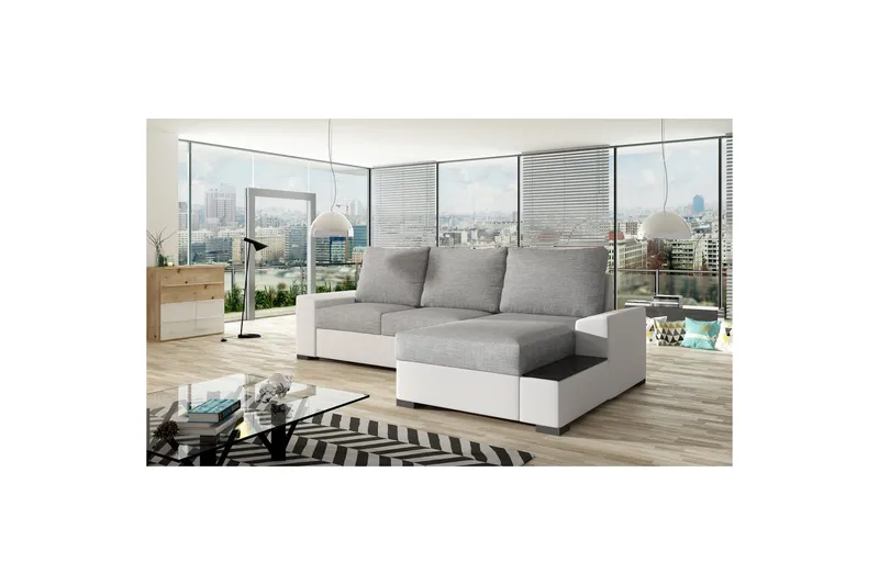 Hörnsoffa Eltap Negro 245x165x90 cm - Sawana 21, Soft 17, Grå, Vit, Höger - Möbler - Soffa - Bäddsoffa - Bäddsoffa divan
