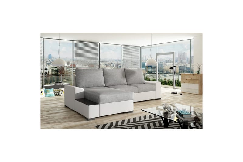 Hörnsoffa Eltap Negro 245x165x90 cm - Sawana 21, Soft 17, Grå, Vit, Vänster - Möbler - Soffa - Bäddsoffa - Bäddsoffa divan