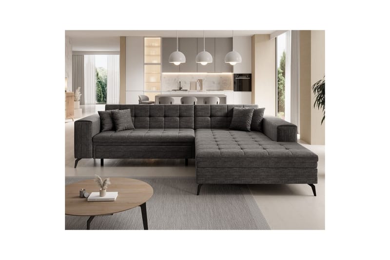 Hörnsoffa Eltap Solange 292x196x84 cm - Berlin 01, Grå, Höger - Möbler - Soffa - Bäddsoffa - Bäddsoffa divan
